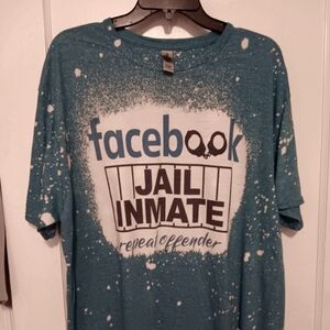 Blue Graphic T-Shirt with White and Black Print